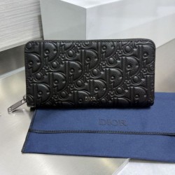 Best Replica Dior CD Icon Zip-Around Wallet Black Grained Calfskin Knockoff