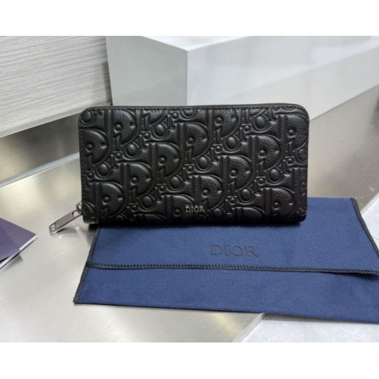 Best Replica Dior CD Icon Zip-Around Wallet Black Grained Calfskin Knockoff