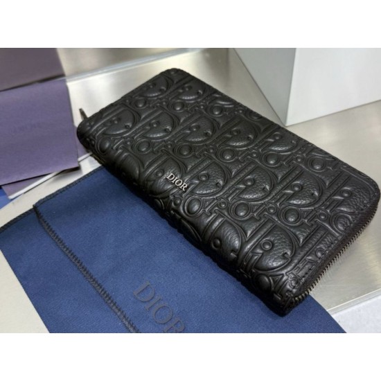 Best Replica Dior CD Icon Zip-Around Wallet Black Grained Calfskin Knockoff