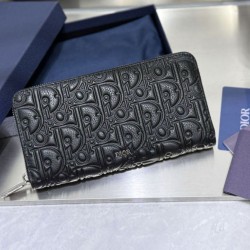 Best Replica Dior CD Icon Zip-Around Wallet Black Grained Calfskin Knockoff