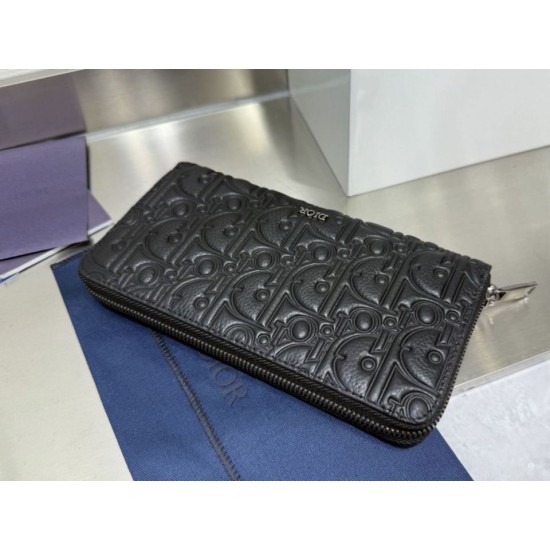Best Replica Dior CD Icon Zip-Around Wallet Black Grained Calfskin Knockoff