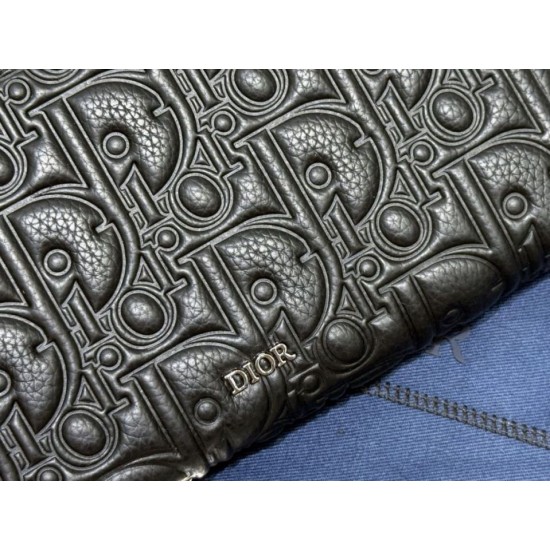 Best Replica Dior CD Icon Zip-Around Wallet Black Grained Calfskin Knockoff