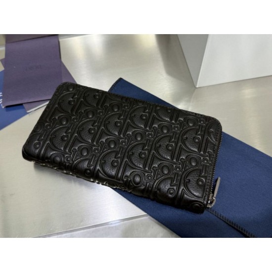 Best Replica Dior CD Icon Zip-Around Wallet Black Grained Calfskin Knockoff