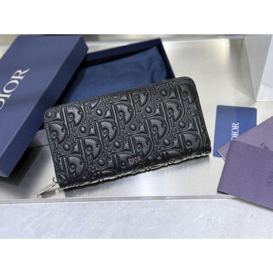 Best Replica Dior CD Icon Zip-Around Wallet Black Grained Calfskin Knockoff