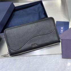 Best Replica Dior Saddle Oblique Jacquard Long Zip Wallet Beige/Black Knockoff