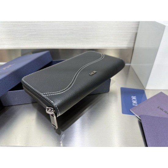 Best Replica Dior Saddle Oblique Jacquard Long Zip Wallet Beige/Black Knockoff