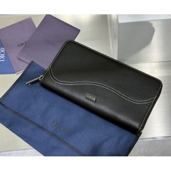 Best Replica Dior Saddle Oblique Jacquard Long Zip Wallet Beige/Black Knockoff