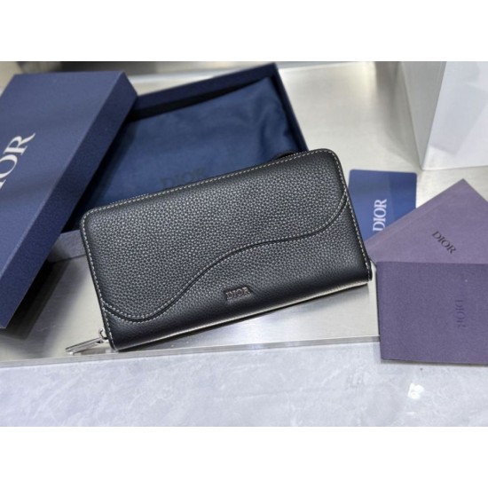 Best Replica Dior Saddle Oblique Jacquard Long Zip Wallet Beige/Black Knockoff