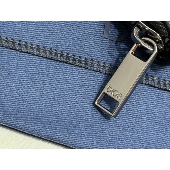 Best Replica Dior Saddle Oblique Jacquard Long Zip Wallet Black Grained Calfskin Knockoff