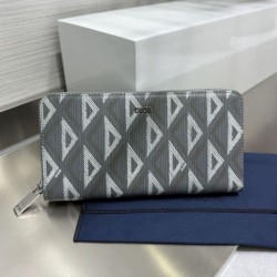 Best Replica Dior Saddle Oblique Jacquard Long Zip Wallet Black Knockoff