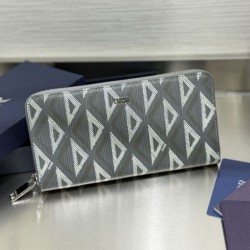 Best Replica Dior Saddle Oblique Jacquard Long Zip Wallet Black Knockoff
