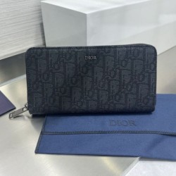 Best Replica Dior Saddle Oblique Jacquard Long Zip Wallet Gray Knockoff