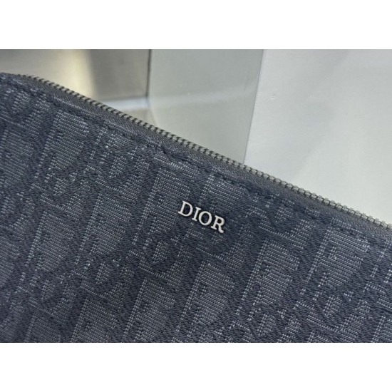 Best Replica Dior Saddle Oblique Jacquard Long Zip Wallet Gray Knockoff