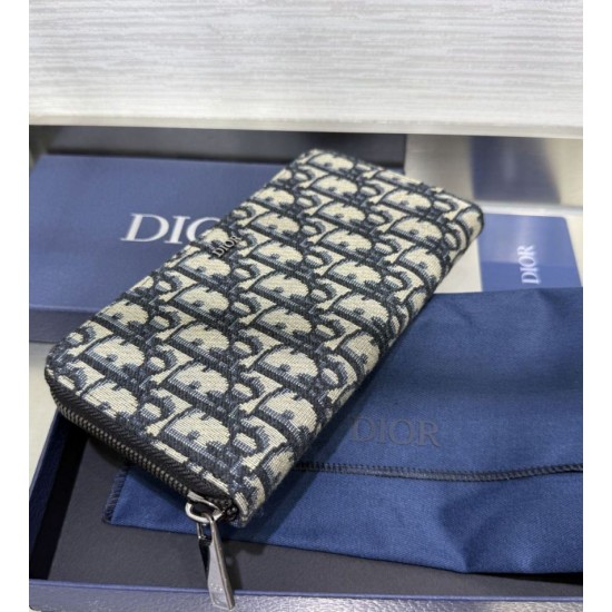 Best Replica Dior Saddle Oblique Jacquard Long Zip Wallet Black Knockoff