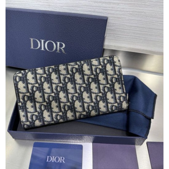 Best Replica Dior Saddle Oblique Jacquard Long Zip Wallet Black Knockoff