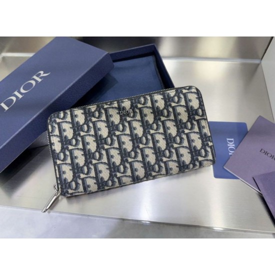 Best Replica Dior Saddle Oblique Jacquard Long Zip Wallet Black Knockoff