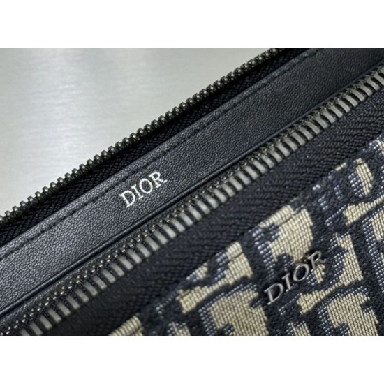 Best Replica Dior Saddle Oblique Jacquard Long Zip Wallet Black Knockoff