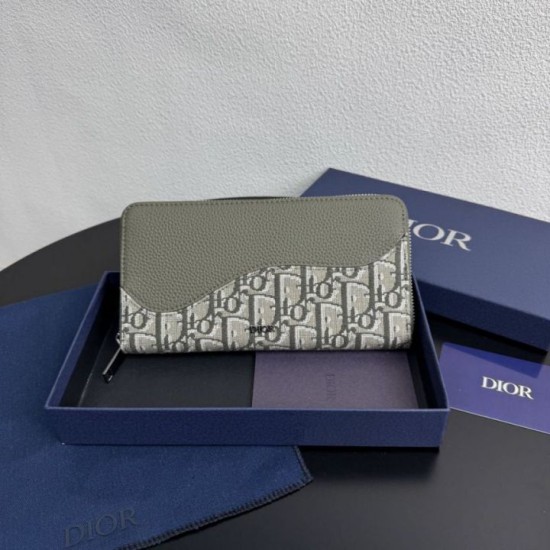 Best Replica Dior Saddle Oblique Jacquard Long Zip Around Wallet Knockoff