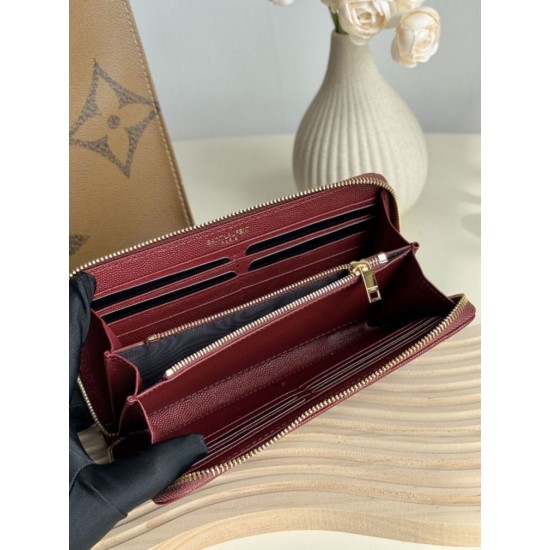 Best Replica YSL Saint Laurent Monogram Continental Zip Around Wallet Maroon Knockoff