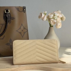 Best Replica YSL Saint Laurent Monogram Continental Zip Around Wallet Apricot Knockoff