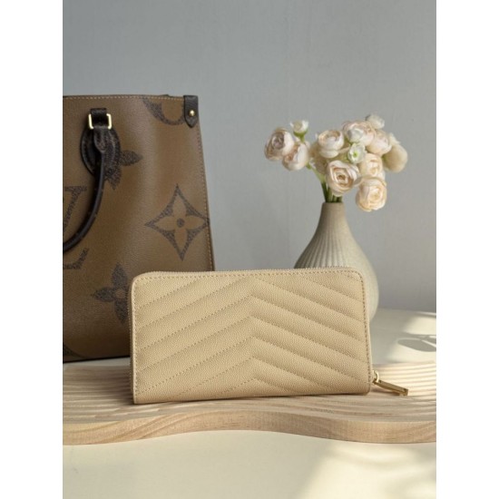 Best Replica YSL Saint Laurent Monogram Continental Zip Around Wallet Apricot Knockoff