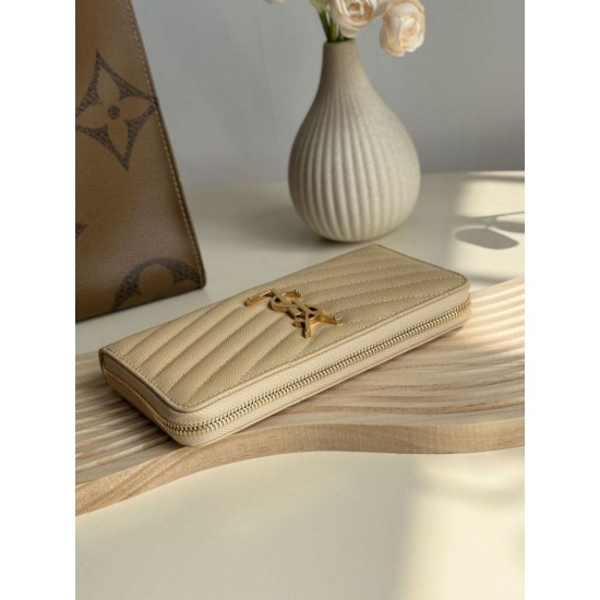 Best Replica YSL Saint Laurent Monogram Continental Zip Around Wallet Apricot Knockoff