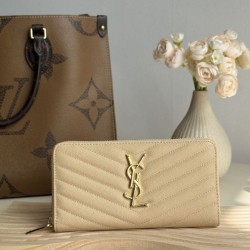Best Replica YSL Saint Laurent Monogram Continental Zip Around Wallet Apricot Knockoff