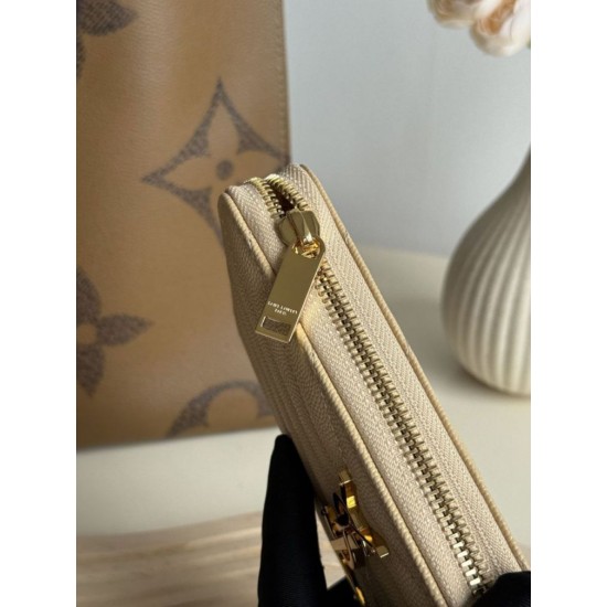 Best Replica YSL Saint Laurent Monogram Continental Zip Around Wallet Apricot Knockoff