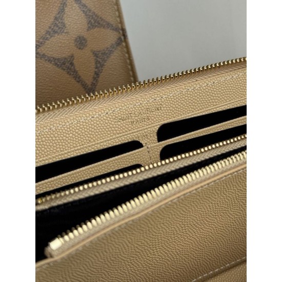 Best Replica YSL Saint Laurent Monogram Continental Zip Around Wallet Apricot Knockoff