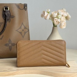 Best Replica YSL Saint Laurent Monogram Continental Zip Around Wallet Caramel Knockoff
