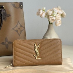 Best Replica YSL Saint Laurent Monogram Continental Zip Around Wallet Caramel Knockoff