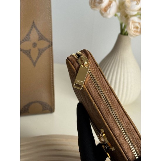 Best Replica YSL Saint Laurent Monogram Continental Zip Around Wallet Caramel Knockoff