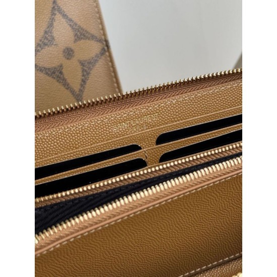 Best Replica YSL Saint Laurent Monogram Continental Zip Around Wallet Caramel Knockoff