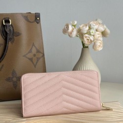 Best Replica YSL Saint Laurent Monogram Continental Zip Around Wallet Pink Knockoff