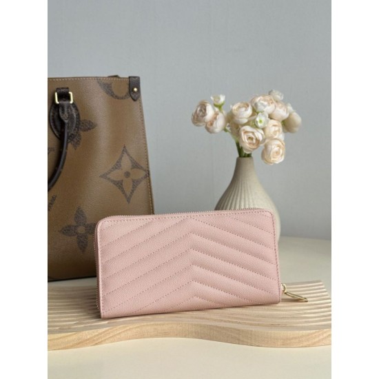 Best Replica YSL Saint Laurent Monogram Continental Zip Around Wallet Pink Knockoff