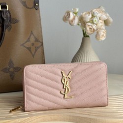 Best Replica YSL Saint Laurent Monogram Continental Zip Around Wallet Pink Knockoff