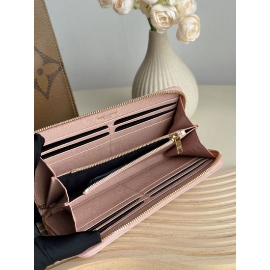 Best Replica YSL Saint Laurent Monogram Continental Zip Around Wallet Pink Knockoff