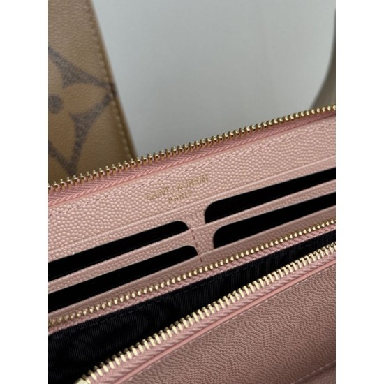 Best Replica YSL Saint Laurent Monogram Continental Zip Around Wallet Pink Knockoff