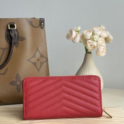 Best Replica YSL Saint Laurent Monogram Continental Zip Around Wallet Red Knockoff