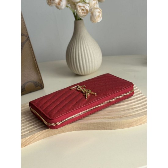 Best Replica YSL Saint Laurent Monogram Continental Zip Around Wallet Red Knockoff