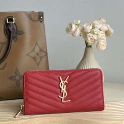 Best Replica YSL Saint Laurent Monogram Continental Zip Around Wallet Red Knockoff