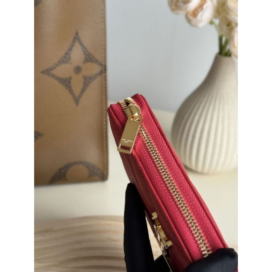Best Replica YSL Saint Laurent Monogram Continental Zip Around Wallet Red Knockoff