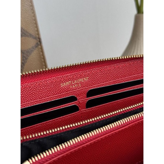 Best Replica YSL Saint Laurent Monogram Continental Zip Around Wallet Red Knockoff