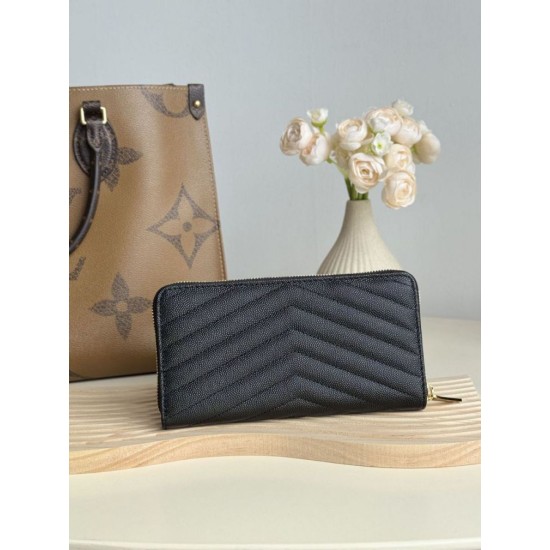 Best Replica YSL Saint Laurent Monogram Continental Zip Around Wallet Black and Gold Knockoff