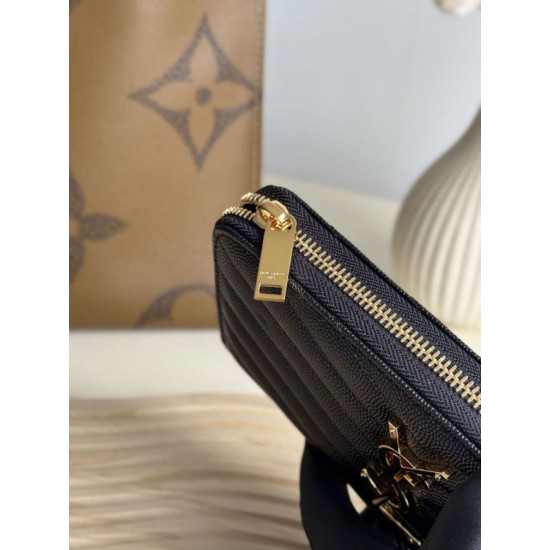Best Replica YSL Saint Laurent Monogram Continental Zip Around Wallet Black and Gold Knockoff