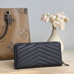 Best Replica YSL Saint Laurent Monogram Continental Zip Around Wallet Black Knockoff