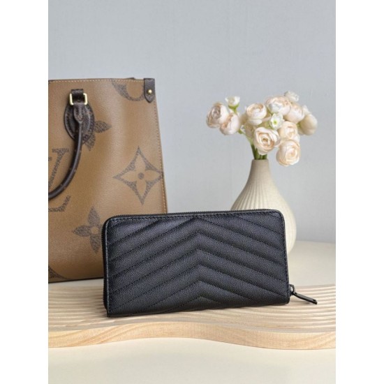 Best Replica YSL Saint Laurent Monogram Continental Zip Around Wallet Black Knockoff