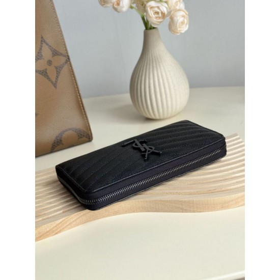 Best Replica YSL Saint Laurent Monogram Continental Zip Around Wallet Black Knockoff