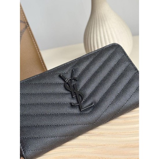 Best Replica YSL Saint Laurent Monogram Continental Zip Around Wallet Black Knockoff