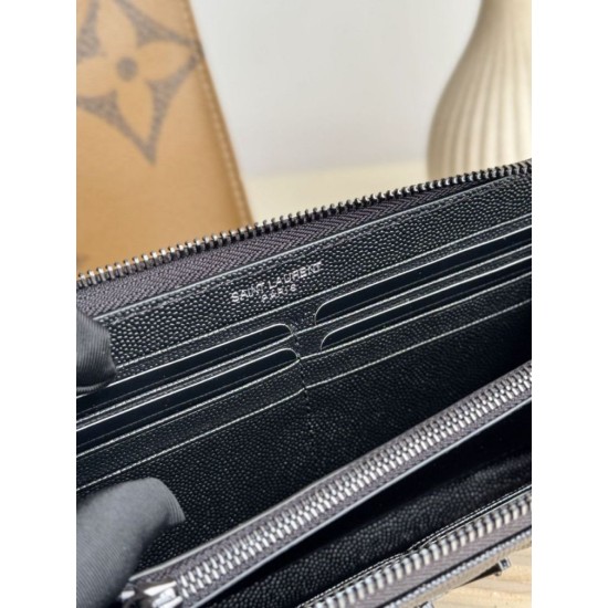 Best Replica YSL Saint Laurent Monogram Continental Zip Around Wallet Black Knockoff